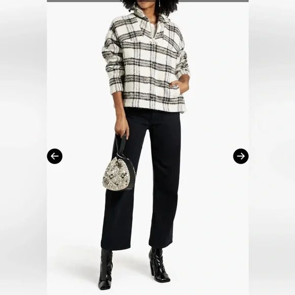 IRO Paris Bika Checked Wool-Blend Half-Zip Sweater Plaid NWT Size 38 - Picture 15 of 16